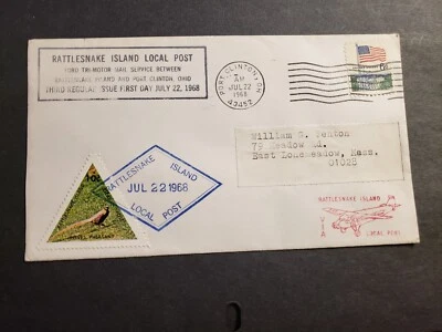 RATTLESNAKE ISLAND LOCAL POST, OHIO 1968 Postal History Cover PHEASANT Cachet - Image 1 of 2