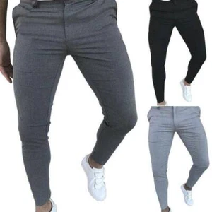 Herren Chinohose Lang Hose Anzughose Business Work Slim Hochzeit Freizeithosen↑ - Bild 1 von 9