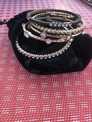 Brazaletes RJ Graziano CN mezclados metales oro rosa y amarillo piedra transparente sin cordones Foto 1 de 4