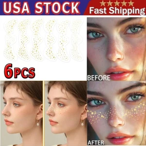 Glitter Freckles Sparkle Gold Faux Freckle Tattoos for Women Kids Makeup Patches - Picture 1 of 7