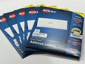 Box of 5 - Avery 18160 Easy Peel Address Labels | 300 Labels | 10 Sheets - Picture 1 of 3