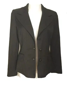 Milly of New York Black Striped Wool Blend Lined Blazer Jacket Size 6 - Picture 1 of 10
