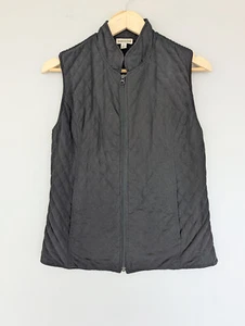 SUSSAN Womens Vest Sz 10 Black Padded Quilted Knit Back Sleeveless Zip Gilet - Picture 1 of 7