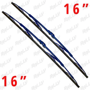 16" +16" blue metal all season windshield wiper blades 2 pcs 433b+433b - Picture 1 of 3