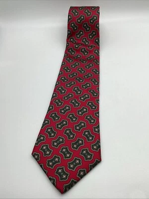 Corbata de seda Claybrooke vintage roja geométrica cachemira ~ República Dominicana Foto 1 de 2