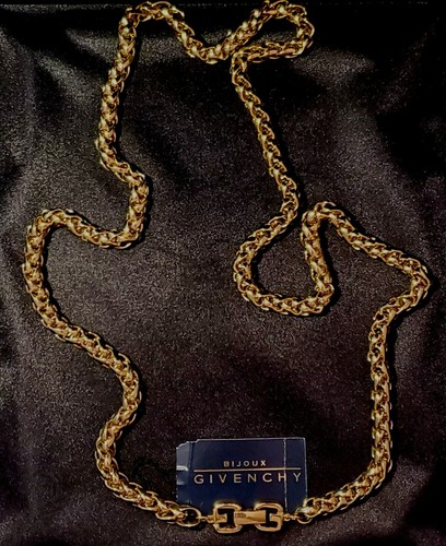 GIVENCHY BIJOUX GIVECHY Catena Grano Vintage Placcata Oro con Doppia Chiusura Logo "G"