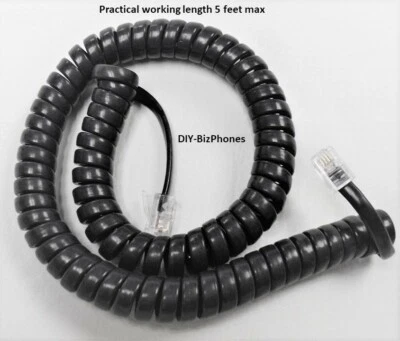 Dark Gray 9Ft Handset Cord for GE/Thomson Phone Pro Series 2 or 3 Line Curly - Image 1 of 3