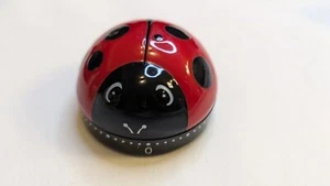 Cute Ladybug Shape Mechanical Timer Wind-Up 60 Minutes Manual Rotating Countdown - Picture 1 of 13
