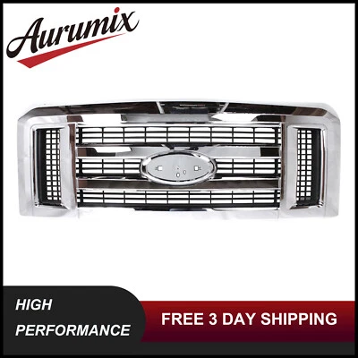 Front Grille Chrome Assembly 9C2Z8200AA Fits 2008-2021 Ford E-350 Super Duty - Image 1 of 4