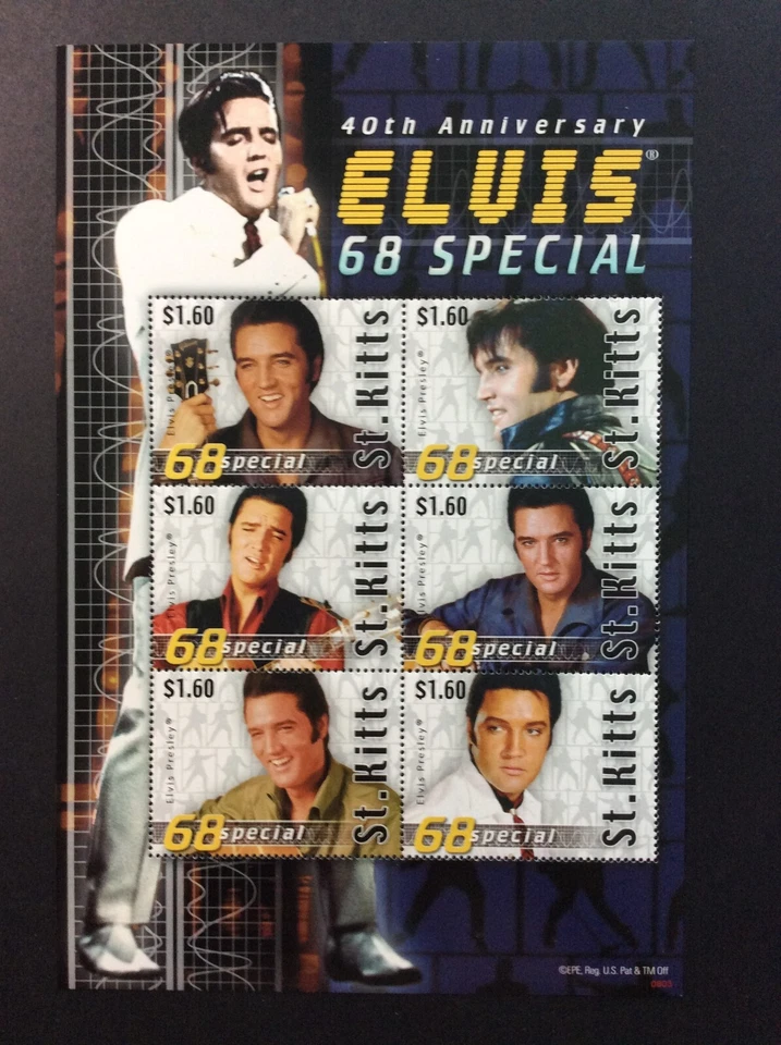 BroadviewStamps St. Kitts #718 S.S. of 6.  MNH VF.  Elvis Presley. - Image 1 of 3