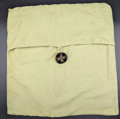 Pottery Barn Linen Pillow Cover Light Green 18x18 With Decorative Button - Изображение 1 из 4