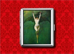 BAT LADY VINTAGE PIN UP NIÑA ARTE METAL TARJETA BILLETERA ESCONDITE CIGARRILLO IDENTIFICACIÓN IPOD Estuche - Imagen 1 de 5