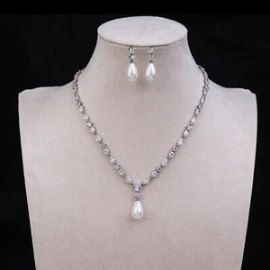 Titanic Set Gioielli Lusso Esclusivo Con 5A Zircone Cubico & Perle di Conchiglia - Foto 1 di 8