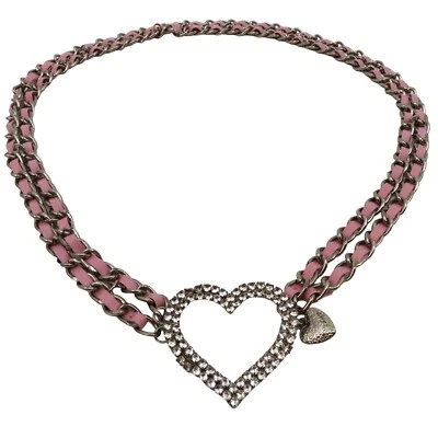 Cinturón Cintura Y2K Mujer Talla Única OSFM Tono Plateado Metal Estrás Corazón Cadena Foto 1 de 4