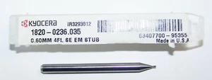0,60mm (.0236") MOLINO FINAL CARBURO 4 FLAUTA LONGITUD STUB KYOCERA 1820-0236.035 - Imagen 1 de 2