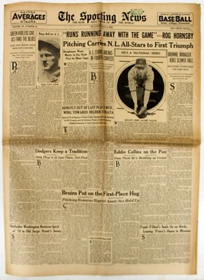 1936 SPORTING NEWS BASEBALL MAGAZINE ORIGINAL BOX SCORES HORNSBY 7 9 1936 - Image 1 of 4