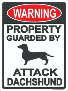 Letrero Dachshund 9"x12" advertencia custodiado por perro - Imagen 1 de 3