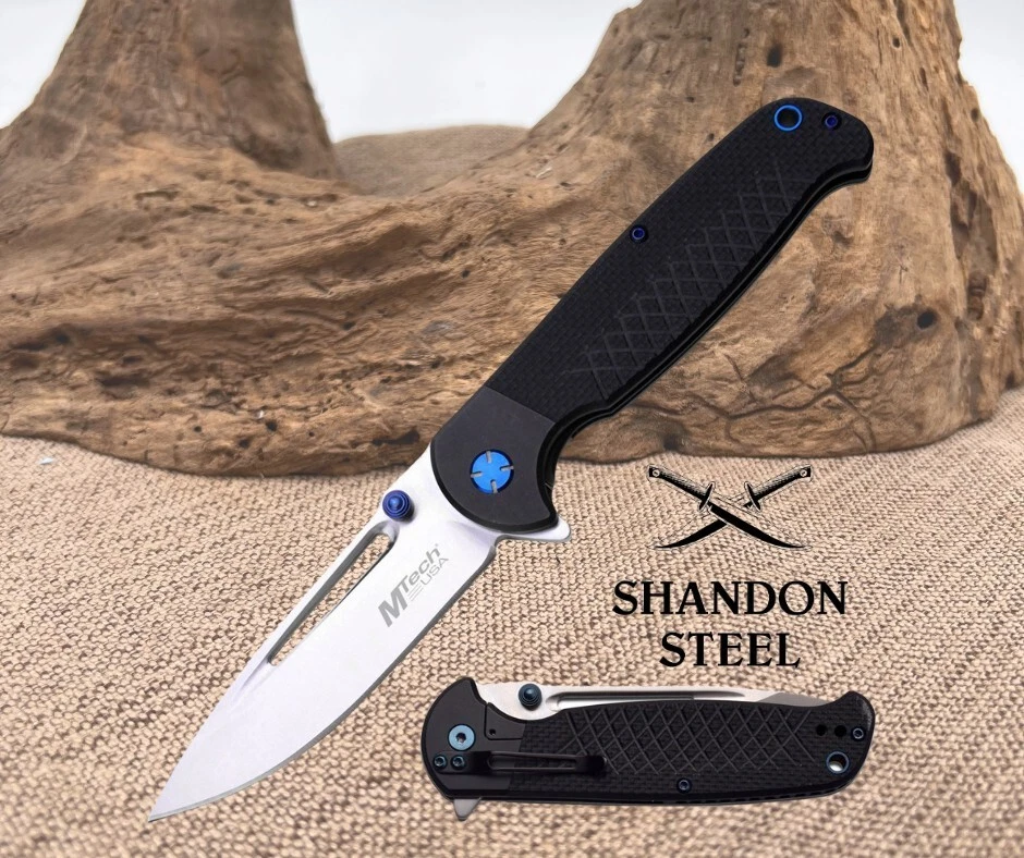 MTech Evolution Folding Flipper Pocket Knife G10 Reversible Clip - MTE-FDR012-BK - Image 1 of 1