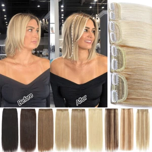 4"6"8"10"12" Short Mini Clip In 100% Remy Human Hair Extensions One Piece Weft - Picture 1 of 24