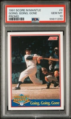 1991 SCORE MICKEY MANTLE Going, Going, Gone Promo #4 Yankees HOF /5000 PSA 10 - Image 1 of 2