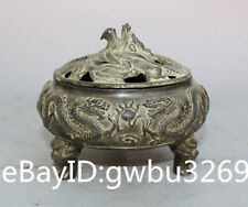 Chinese old Bronze hand carved dragon incense burner w Qianlong Marks 21828