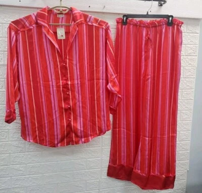 Nuevo Conjunto de Pijama Free People Dreamy Days Estampado Manga Larga/Pantalón Rojo/Berry Talla Med  Foto 1 de 4