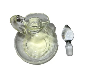 Vintage Vinager Cruet Clear Glass W Solid Ground Glass Lid 6 Oz - Picture 1 of 6