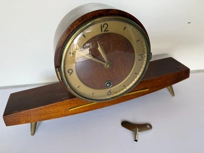 DDR Kaminuhr Gernrode Holz Messing Mid-Century - Bild 1 von 2