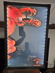 Fireball Cinnamon Whisky LED Marker Board Bar Framed Black Man Cave Decor - Picture 1 of 8