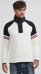 Holebrook Sweden Mens Freddy Windproof Sweater White Navy Red 1/4 Zip Nautical L - Picture 1 of 22