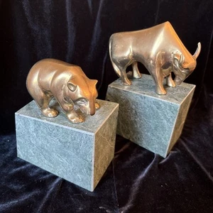 Figurine vintage mercato azionario fermalibri orso toro Wall Street - Foto 1 di 6