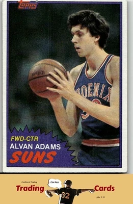 1981-82 Topps #W79 Alvan Adams Phoenix Suns Basketball Card VG/EX+ - Image 1 of 2