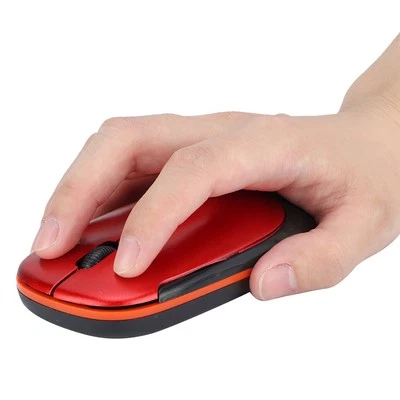 (Red) Mouse Ultra-Thin 2.4G 1200DPI USB Mouse Ergonomic Optical - Image 1 of 4