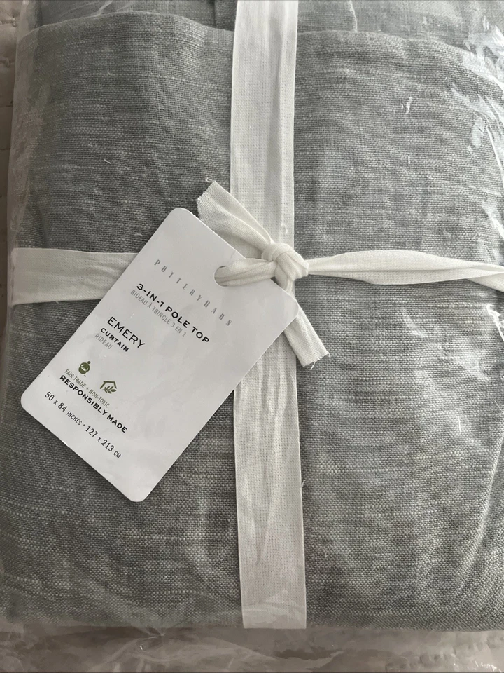 New POTTERY BARN Emery 3-in-1 Poletop Curtain Mineral Blue 50”x84" - Image 1 of 1