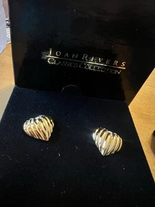 Neu im Karton Vintage Joan Rivers aufgeblähtes Herz vergoldet Strass Ohrringe 3605 - Bild 1 von 4