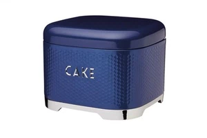 KitchenCraft Large Square Biscuit Tin Storage Cake Jar Navy Kitchen Vintage - Picture 1 of 10