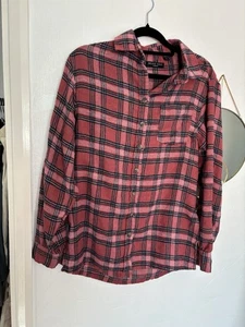 Brave Soul Red Checkered Flannel Long Sleeve Shirt Size XS - Picture 1 of 8
