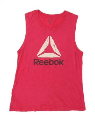 Chaleco Top REEBOK Mujer Gráfico Reino Unido 14 Grande Rosa Algodón BA03 Foto 1 de 3