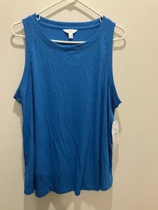 Time And Tru Ladies Rib Swing Tank Blue Size Large (12-14) Shirt - Picture 1 of 4