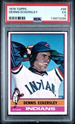 1976 Topps Dennis Eckersley #98 Cleveland Indians Salón de la fama PSA EX 5 Foto 1 de 2