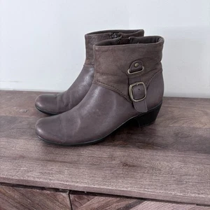 Clarks Leather Ankle Boots Womens 9 Shoe Ingalls Dover Bootie Buckle 62737 Brown - Picture 1 of 9