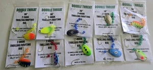 10 PKGS DOUBLE THREAT 36 INCH 2 HOOK CRAWLER HARNESS'S NEW FREE SHIPPING - Picture 1 of 1