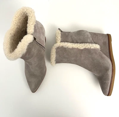 Botas Marc Fisher Brendan Cuña Gris Gamuza Genuinas Piel de Oveja Cordero Talla 8 Foto 1 de 4