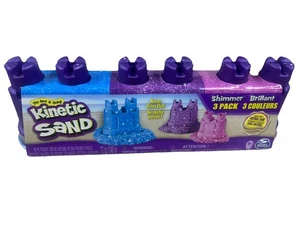 Kinetic Sand Shimmer brilliant 3 Pack Mold Build Play Castle Sand PinkBluePurple - Picture 1 of 5