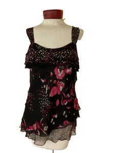 Carole Little Vintage Seide ärmellos Tunika Top Shirt Bluse Cami Tank Blumen gebraucht, in einwandfreiem Zustand - Bild 1 von 4