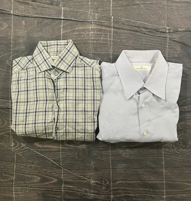 Lot of 2 Ermenegildo Zegna Shirt Men’s Small Long Sleeve  Sleeve Button  Plaid - Image 1 of 4