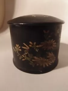 ANTIKES RUNDES SCHMUCKKÄSTCHEN AUS PAPPMACHÉ mit DECOUPAGE GÄNSEBLÜMCHEN - Bild 1 von 18