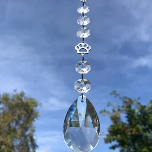 Nuevo receptor solar pata colgante con gota de cristal de vidrio ~ Pérdida de mascotas recuerdo conmemorativo - Imagen 1 de 12