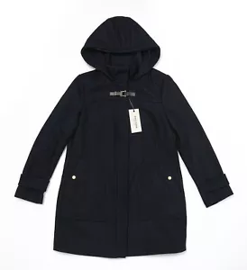 Cole Haan Signature Wool Blend Twill Midnight Navy Blue Duffle Jacket, Size 10 - Picture 1 of 5