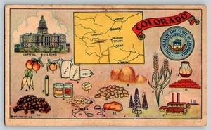 Postcard Colorado Arts & Crafts Map & Multiview - Picture 1 of 2
